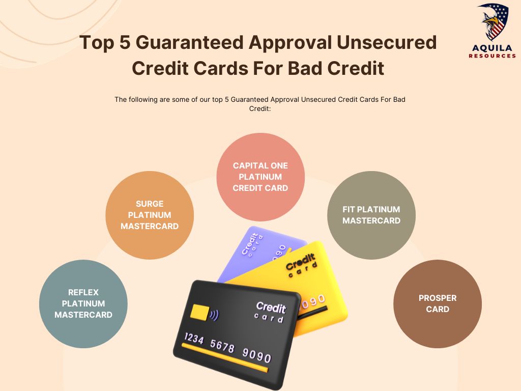 Top 5 Guaranteed Approval Unsecured Credit Cards For Bad Credit